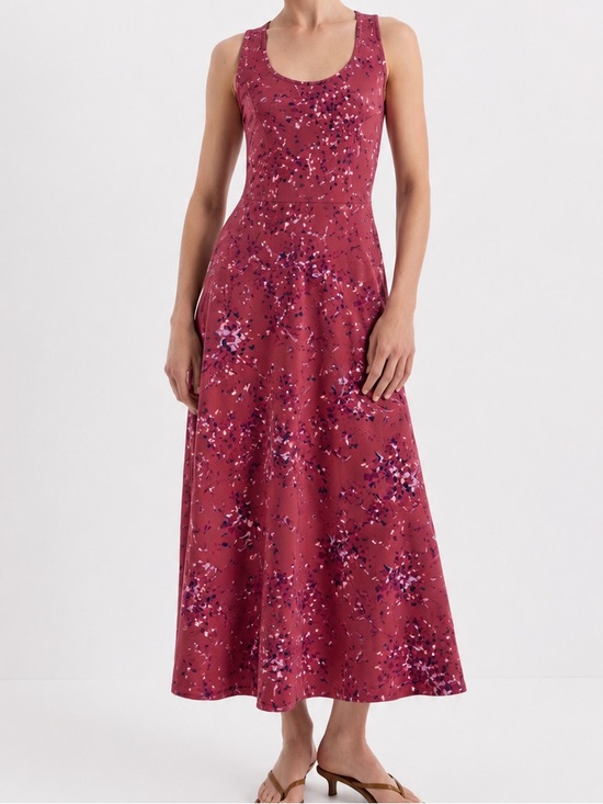 Pact Dresses & Skirts - NWOT Pact organic cotton fit and flare midi dress Dotted Spray Mauve Sz S